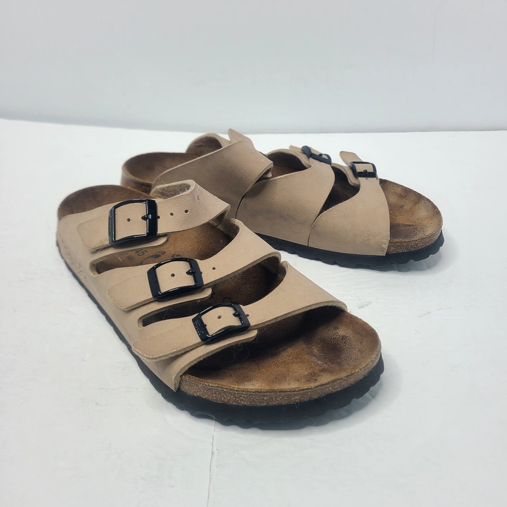 Birkenstock Birki's Florida 3 Strap Leathe Sandals Size 38 US L7 M5 Beige Unisex